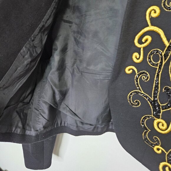 VTG Lillie Rubin Bolero Jacket Sz L Black Beaded Embroidered Wool Event Party - Picture 9 of 12